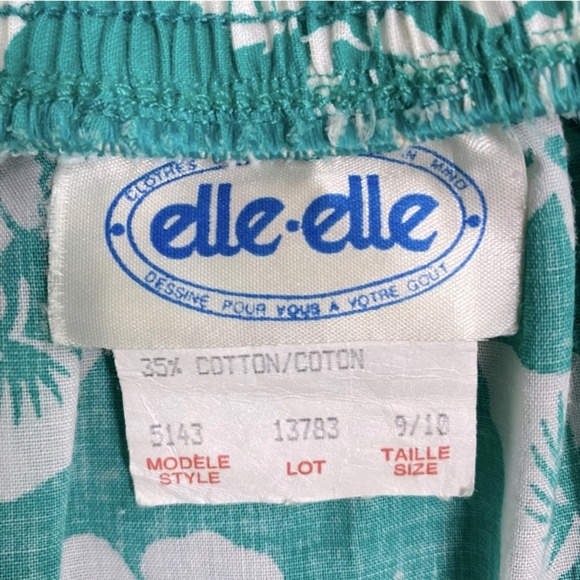 5/$25 Vintage Elle Elle Green White Floral Print Elastic Waist Midi Skirt M - Picture 12 of 16